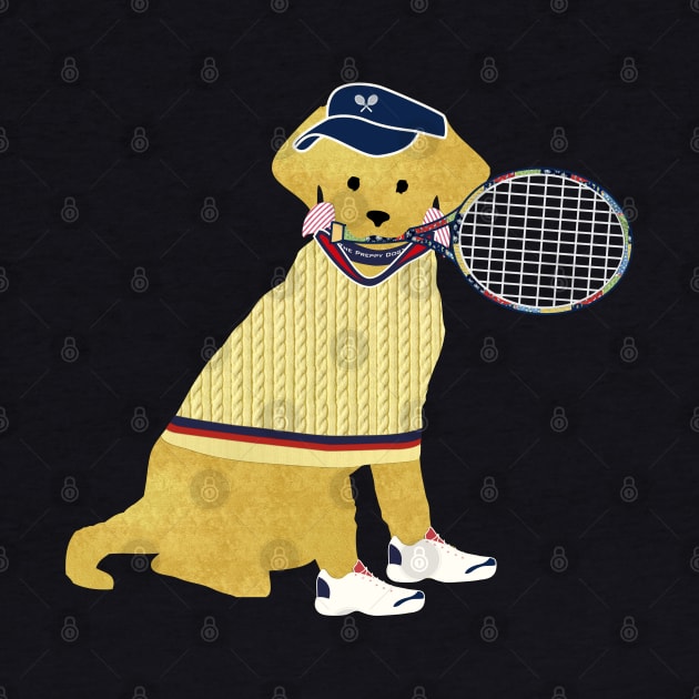 Preppy Golden Retriever Tennis Dog by emrdesigns